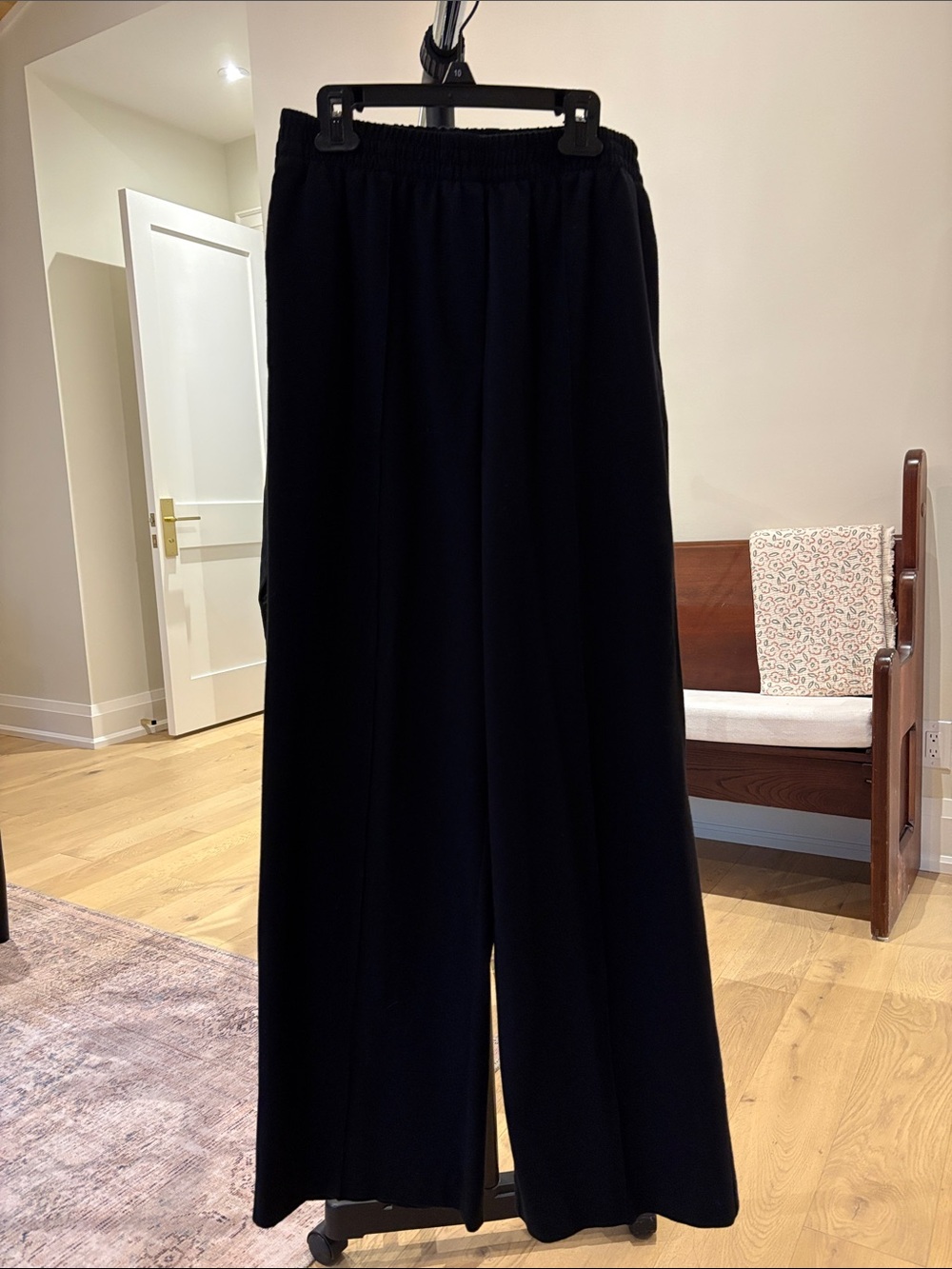 H&M Black Wide-Leg Elastic-Waist Trousers